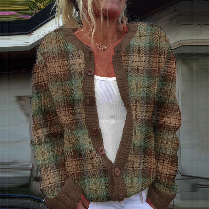 Vintage Icelandic Plaid Knitted Warm Women's Sweater elevenforest