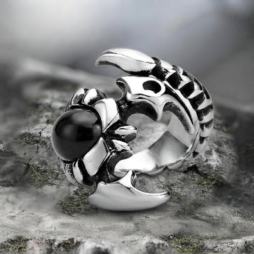 Dragon Claw Ring with Black Onyx Orb