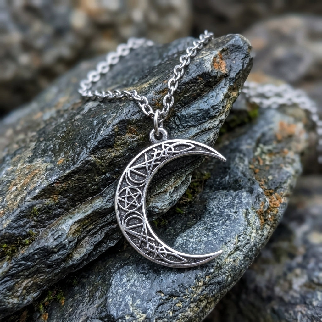 Dark Crescent Celtic Knot Necklace