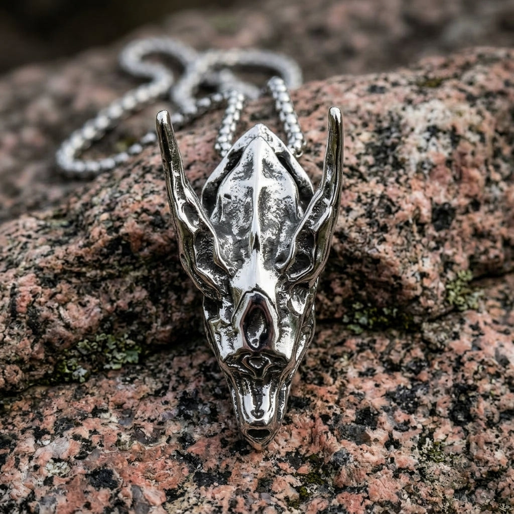 Forsaken Dragon Skull Gothic Necklace