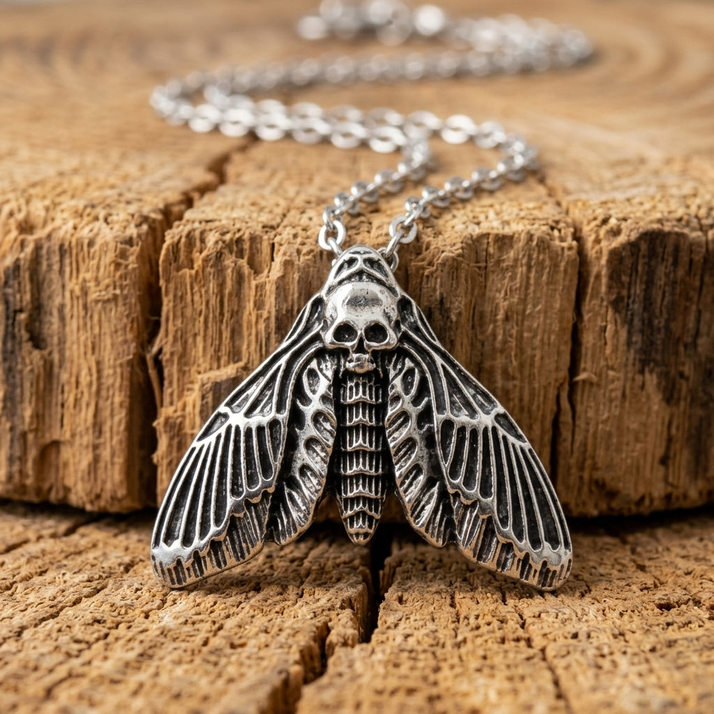 Head Hawk Moth Skull Pendant Necklace