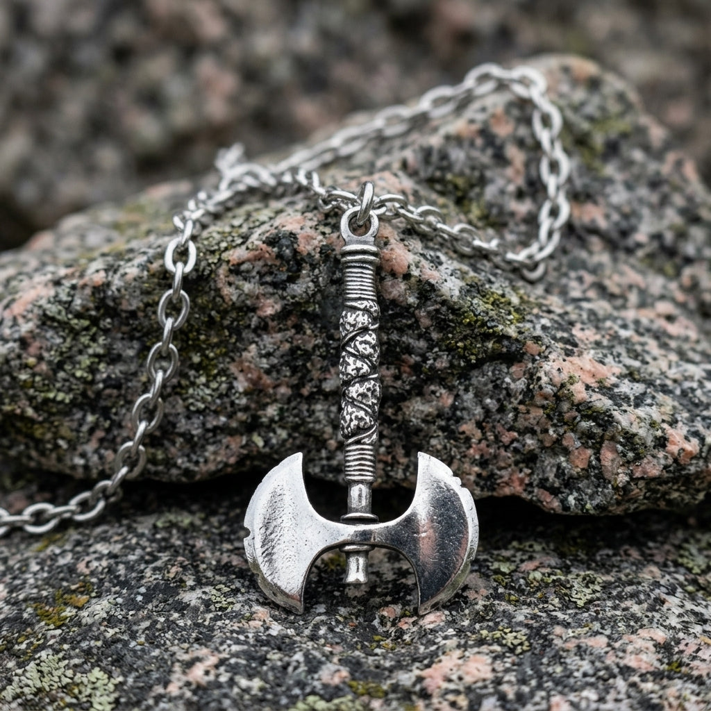 Viking Double Blade Axe Necklace