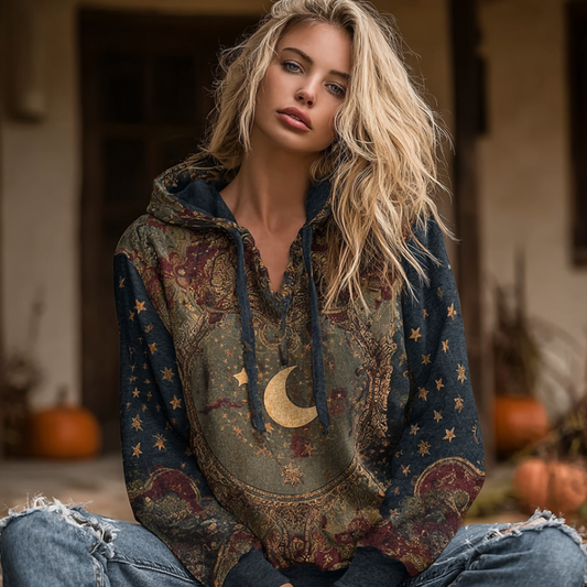 Comstylish Halloween Autumn Long Sleeve Embroidered Color-blocking Hoodie 1