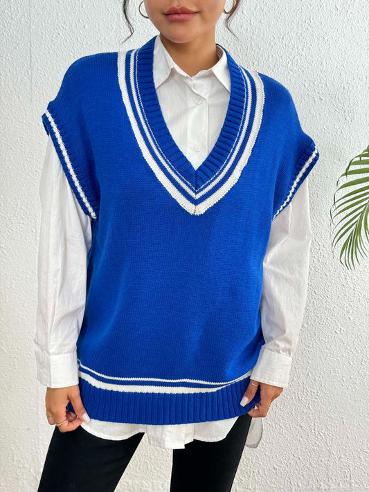 Margherita® | Sweater vest with contrast trim and V-neck