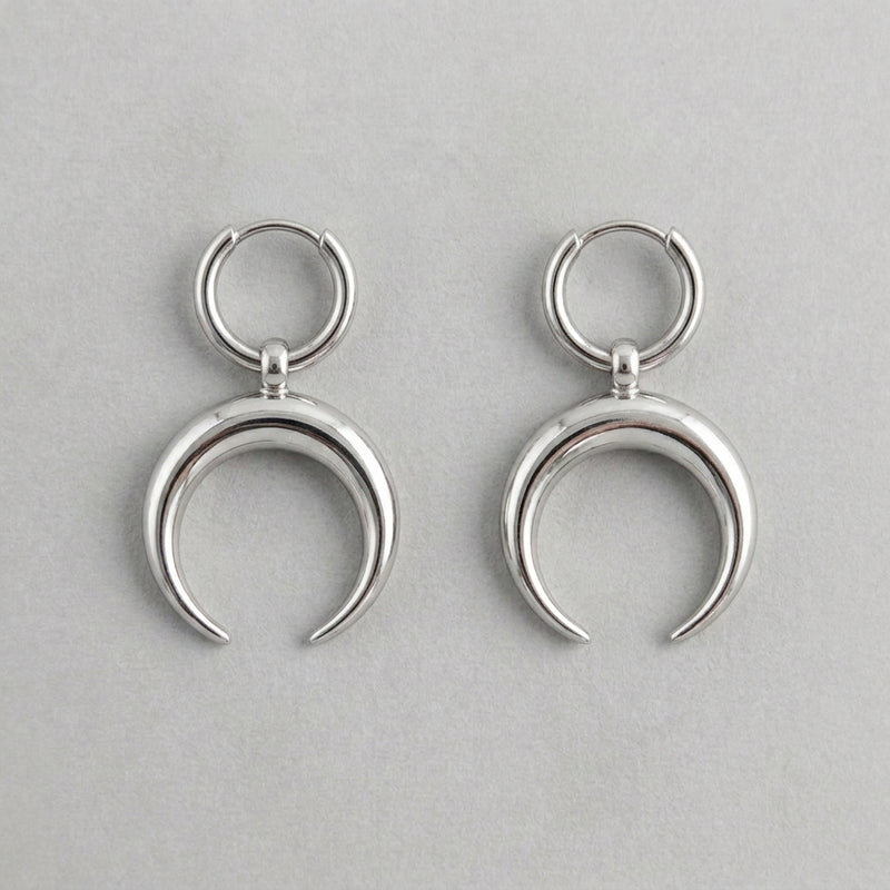 Bold Crescent Moon Dangle Earrings