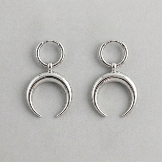 Bold Crescent Moon Dangle Earrings