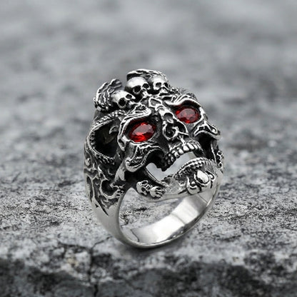 Antiqued Multi-Skull Ring