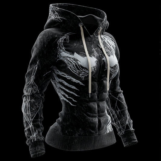 Comstylish Women's Winter Line Art Design Hooded Sweatshirt