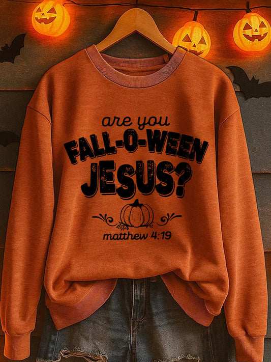 Women's Are You Fall-o-ween Jesus Printed Sweatshirt artswardrobe