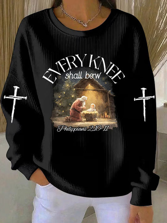 Comstylish Women's Every Knee Shake Print Crew Neck Sweatshirt