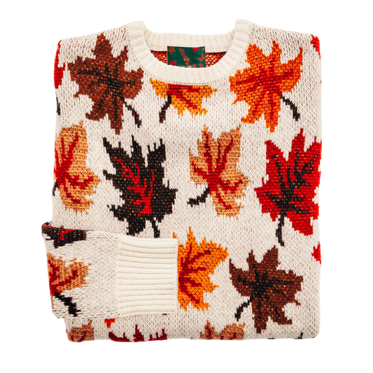 Maple Leaf Print Knitted Pullover Sweater artswardrobe