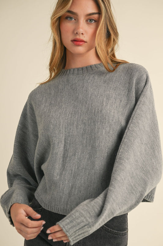 Marina® | Short crew neck sweater with dolman sleeves from Mable