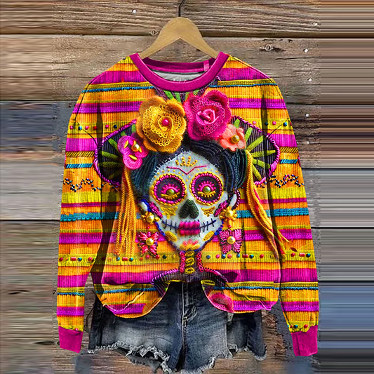 Comstylish Mexican Festive Day Of The Dead Art Printed Sweatshirt For Fans