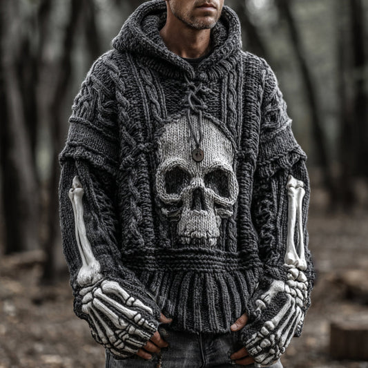Men's Vintage Viking-style Skull-patterned Warm Sweater artswardrobe