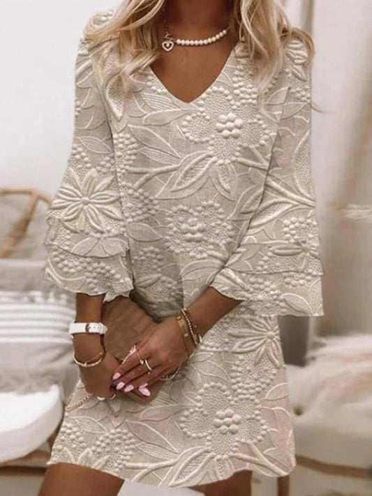 Women's Casual Retro Embroidered Floral Print Dress artswardrobe