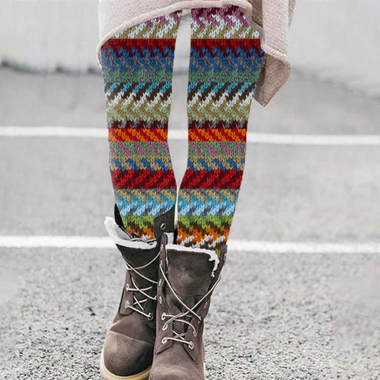 Vintage Knitted Patchwork Comfy Leggings artswardrobe