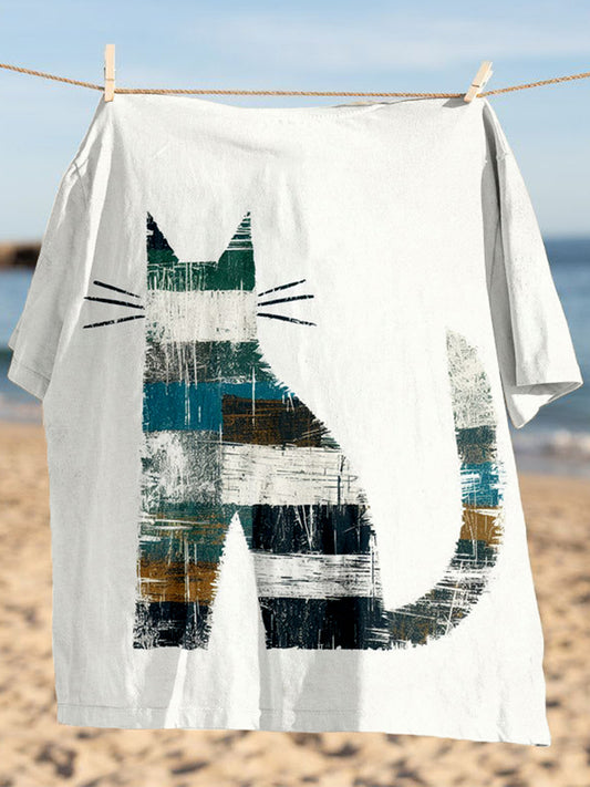 Funny Cute Cat Art Pattern Comfy T Shirt artswardrobe