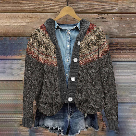 Vintage Icelandic Tribal Pattern Printed Comfy Knit Cardigan elevenforest