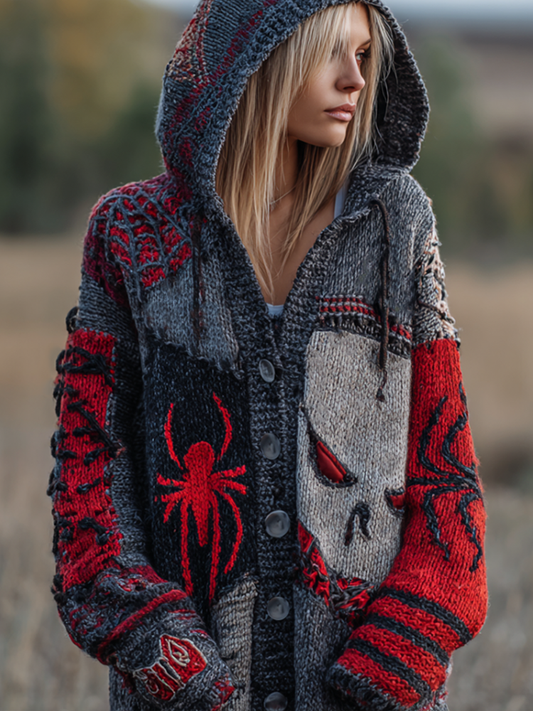 Women's Retro Halloween Element Knitted Sweater Coat elevenforest