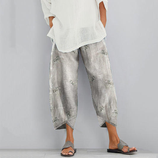 Comstylish Vintage Floral Blended Cotton Loose Casual Pants