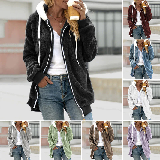 Natalia® | Buy 2 loose warm hooded zip jackets with free shipping