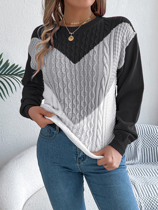 Dominique® | Contrasting long-sleeved sweater with a crew neck