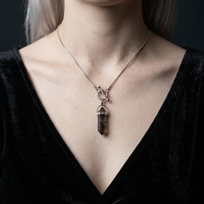 Serpentine Cipher Crystal Point Necklace