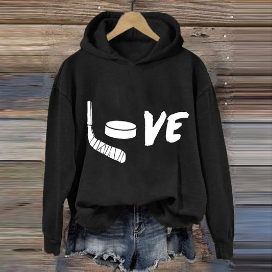 Comstylish Women's Love Ice Hockey Print Casual Sweatshirt