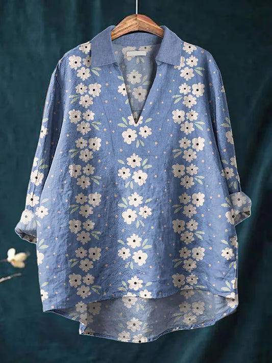 Comstylish Women's Vintage Floral Print Casual Shirt