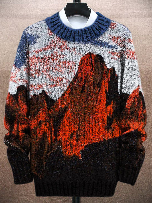 Western Mountains Men's Knit Sweater artswardrobe