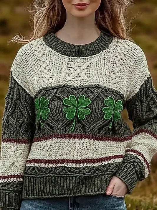 Women's Retro St. Patrick's Day Knitted Sweater elevenforest