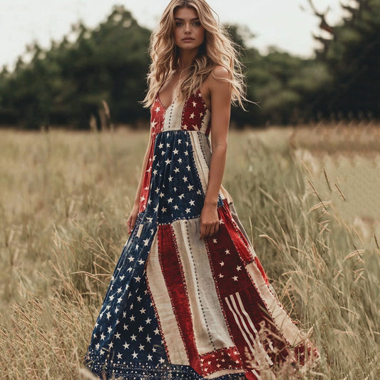 Women's Independence Day Art Line Tank Midi Dress artswardrobe