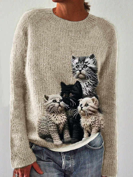 Fuzzy Cats Crochet Art Cozy Knit Sweater elevenforest