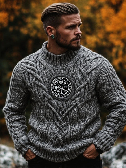 Men's Viking Vegvisir Celtic Chunky Cozy Sweater elevenforest