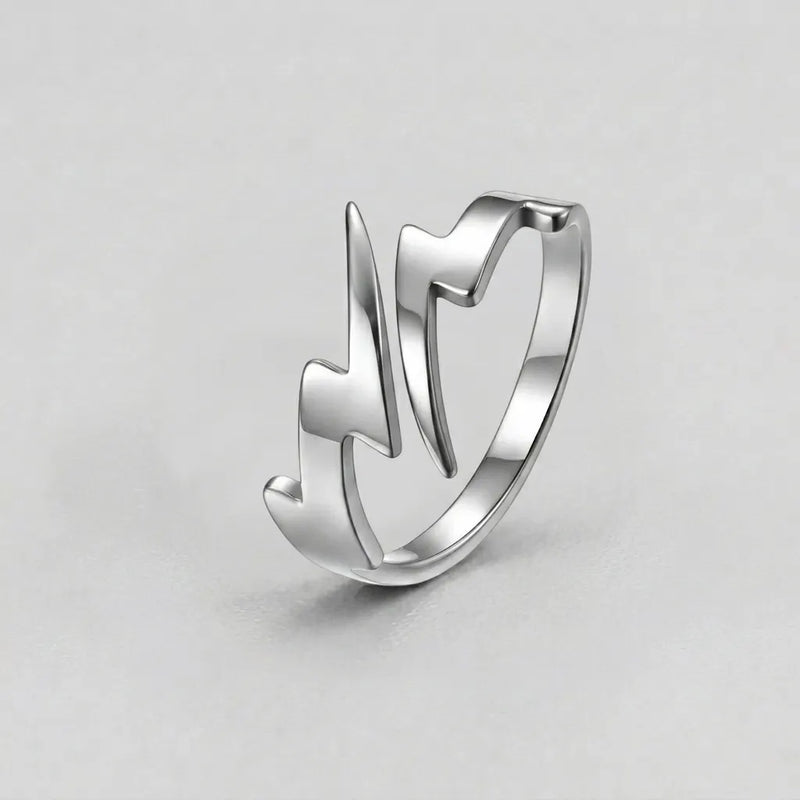 Double Lightning Bolt Open Band Ring