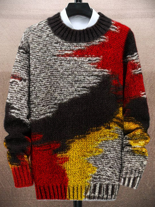 Vintage Color Blocking Men's Knit Sweater artswardrobe