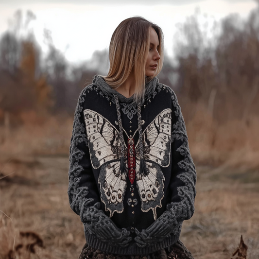 Women's Butterfly Embroidery Pattern Knitted Sweater elevenforest