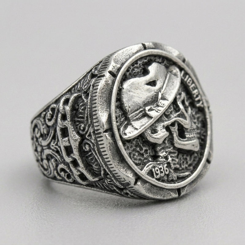 Hobo Nickel Skull Ring
