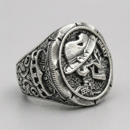 Hobo Nickel Skull Ring
