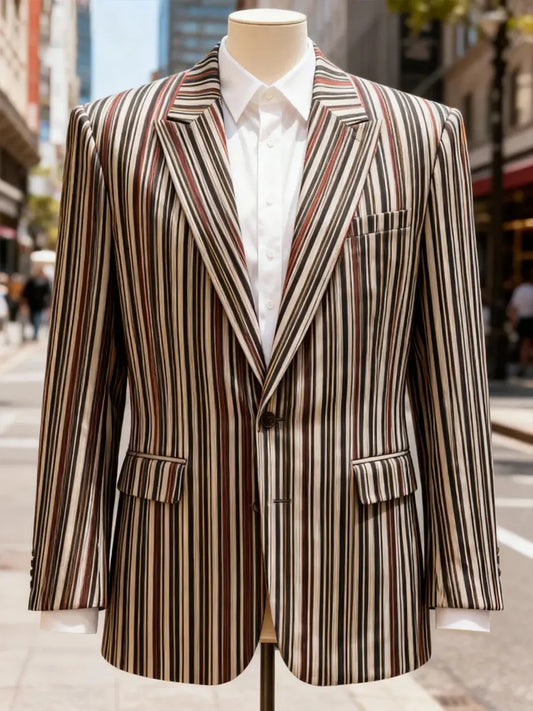 Casual Stripe Art Print Blazer
