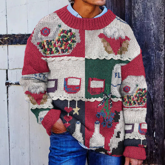 Vintage Country Farm Animal Pattern Knitted Warm Sweater artswardrobe