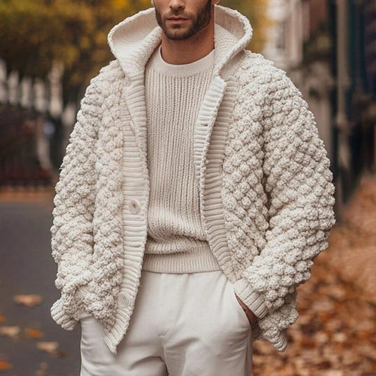 Men'S Vintage Jacquard Chunky Knit Cardigan Sweater elevenforest