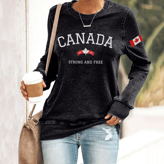 Comstylish Women's Canada Strong And Free Print Sweatshirt