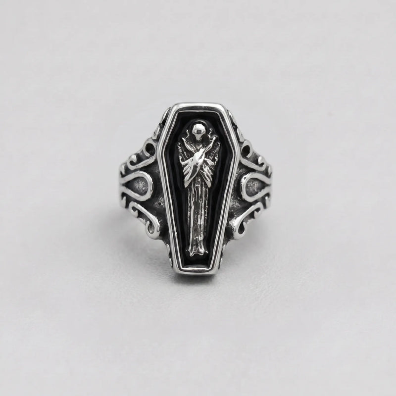 Grim Reaper Coffin Signet Ring