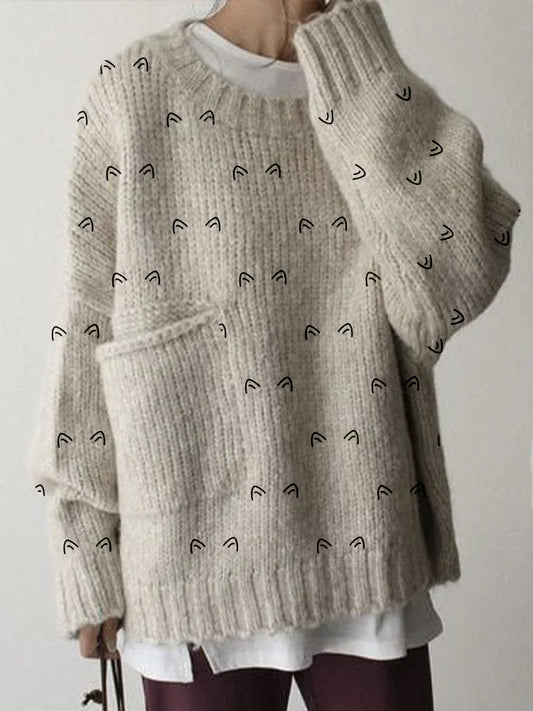 Cute Cat Ears Graphic Big Pocket Cozy Sweater elevenforest