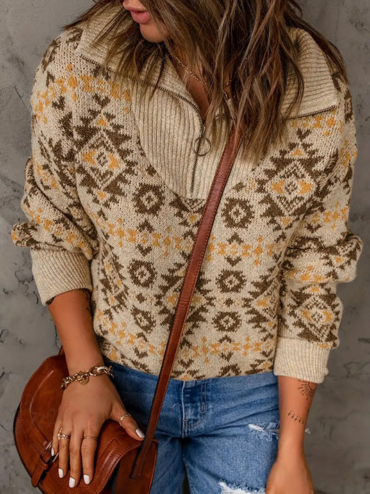 Jennifer® | Knitted sweater with zip at the neck