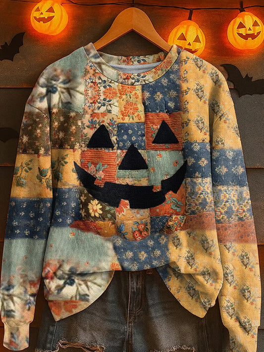 Women's Halloween Print Crew Neck Sweatshirt artswardrobe