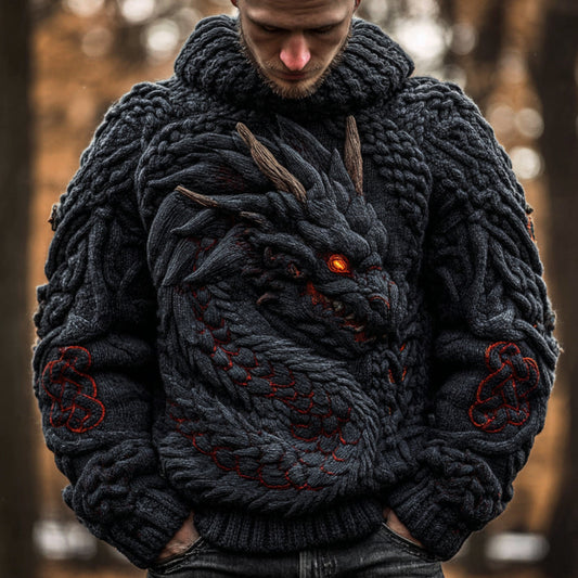 Men's Viking Dragon Style Kael Warm Sweater artswardrobe