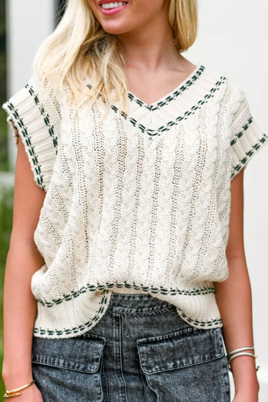 Carolina® | Cable knit V-neck sweater vest