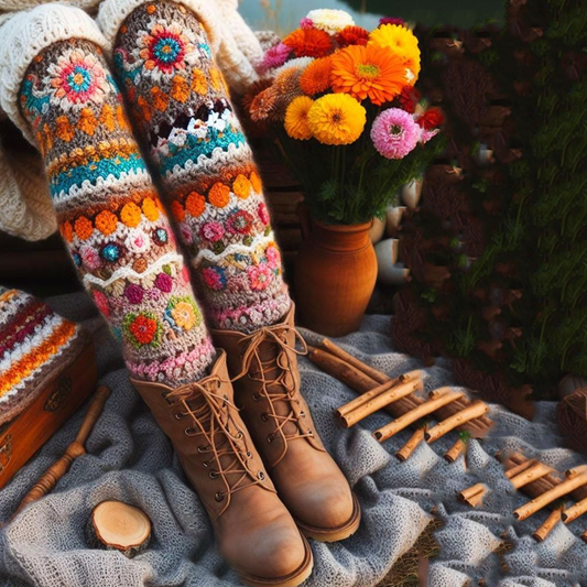 Vintage Floral Cozy Knit Leggings elevenforest